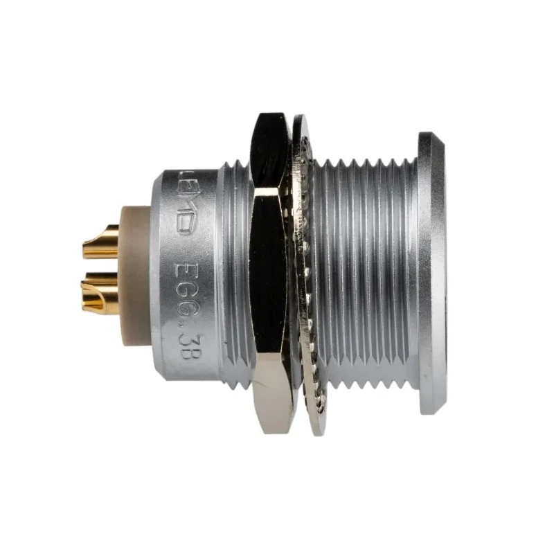 LEMO Circular Connector 3 Contacts Panel Mount 22 mm Socket Female IP50 Brass Gold Plated EGG.3B.303.CLL
