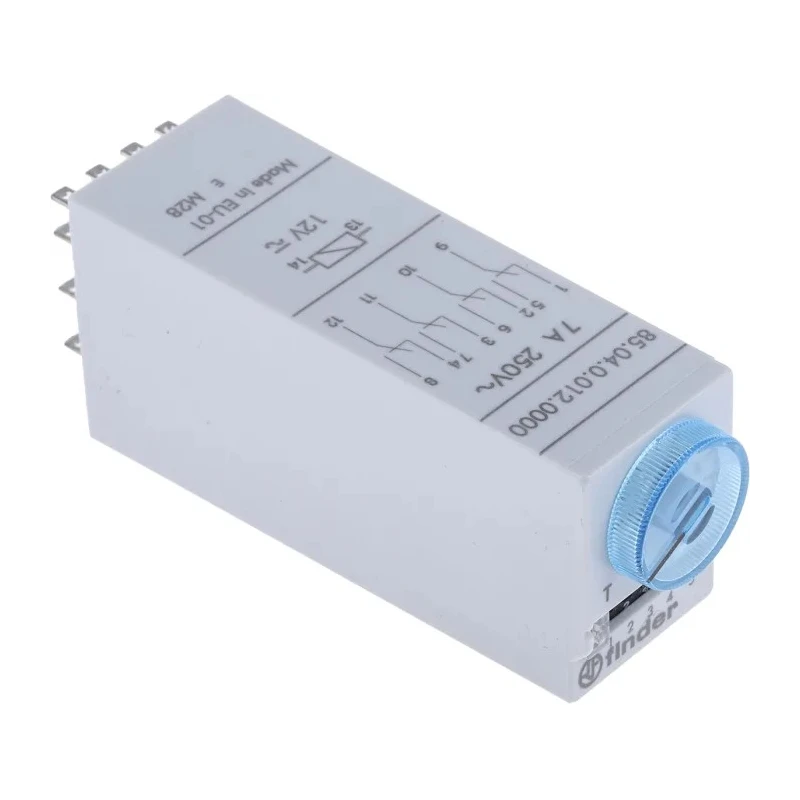 Finder 85 Series Timer Relay, 4-Contact 4PDT, 12 V AC/DC, 0.05 to 100 s, 0.5 to 100 min, 0.5 to 100 h 85.04.0.012.0000