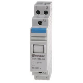 Finder DIN Rail Power Relay 24V DC Coil Voltage 20A Switching Current 2 NC Contacts Silver Alloy 22.24.9.024.4000