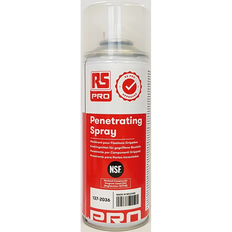 RS PRO 400 ml Penetrating Spray Degreasing Lubricant Aerosol for Food and Industrial Applications 137-2036
