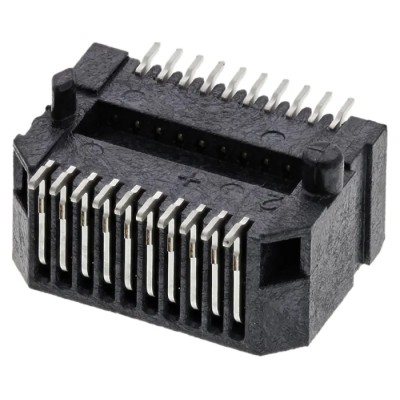 Samtec MECT Series Right Angle Edge Connector, Surface Mount, 20 Contacts, 0.8 mm Pitch, 2 Row, Solder MECT-110-01-M-D-RA1