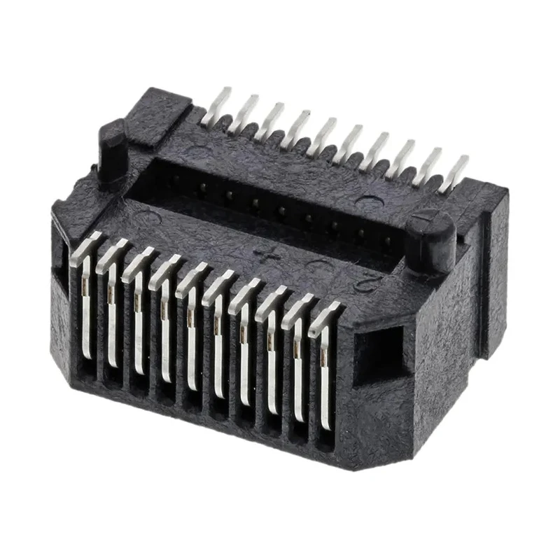 Samtec MECT Series Right Angle Edge Connector, Surface Mount, 20 Contacts, 0.8 mm Pitch, 2 Row, Solder MECT-110-01-M-D-RA1