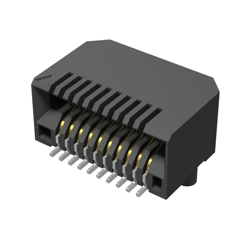 Samtec MECT Series Right Angle Edge Connector, Surface Mount, 20 Contacts, 0.8 mm Pitch, 2 Row, Solder MECT-110-01-M-D-RA1