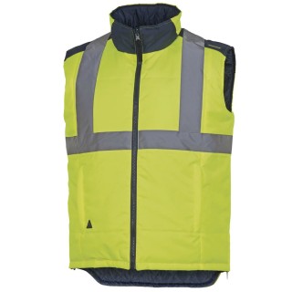 Delta Plus Fluorescent Yellow Navy Blue Zipper Hi Vis Vest Polyester XL FIDJIHVJMXG