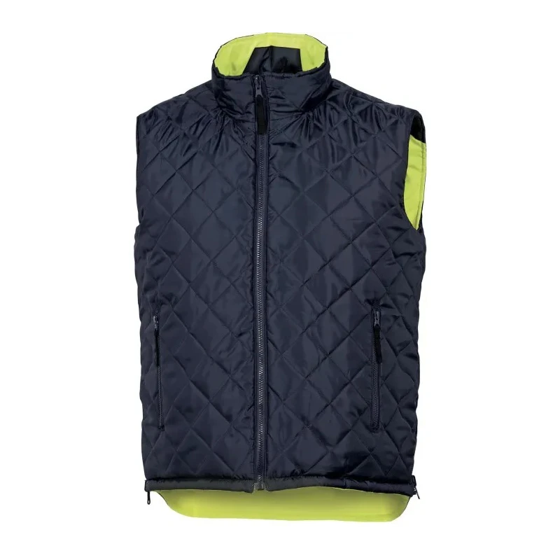 Delta Plus Fluorescent Yellow Navy Blue Zipper Hi Vis Vest Polyester XL FIDJIHVJMXG