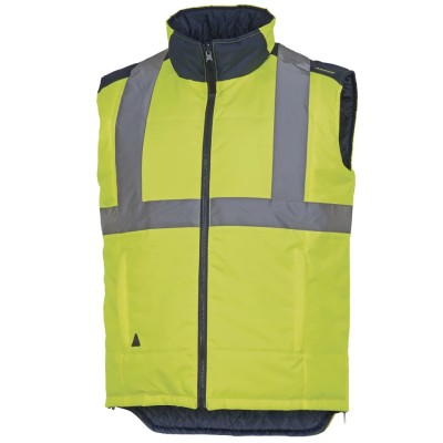 Delta Plus Hi Vis Vest Fluorescent Yellow Navy Blue Polyester Zipper Closure Unisex Medium FIDJIHVJMTM