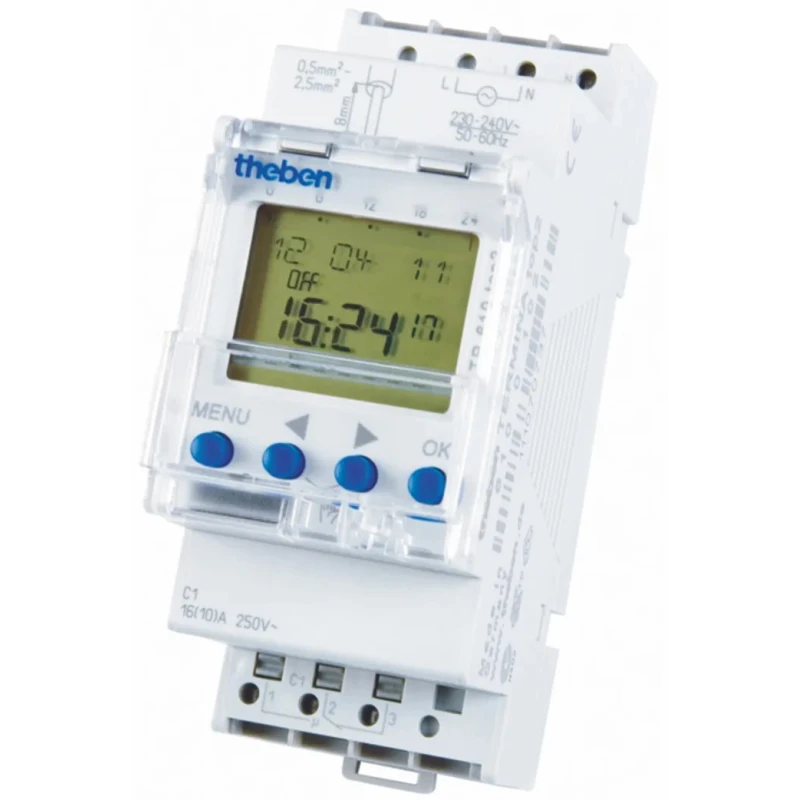 Theben Digital DIN Rail Time Switch 1 Channel 120V AC with SPDT Contact Configuration TR610