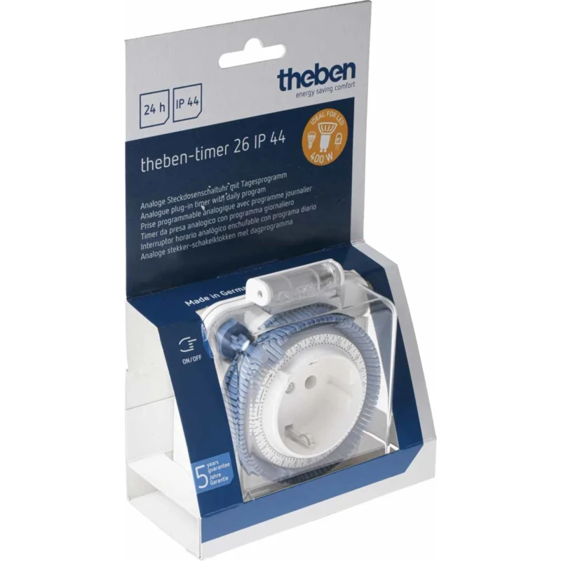 Theben Analogue Plug In Timer 230V AC Schuko Socket IP44 -TIMER 026 IP44 theben -timer 026 IP44