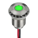 RS PRO Green Panel Mount Indicator, 21.6V dc, 26.4V dc, 20mA, Lead Wire Termination, IP67, Flush Bezel 139-3370
