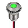 RS PRO Green Panel Mount Indicator, 21.6V dc, 26.4V dc, 20mA, Lead Wire Termination, IP67, Flush Bezel 139-3370