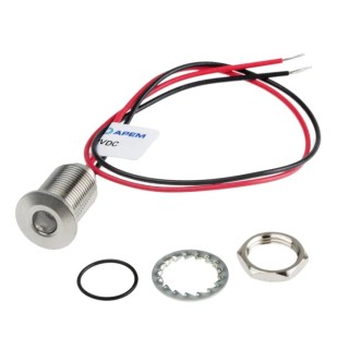 RS PRO Blue Panel Mount Indicator with Lead Wire Termination IP67 Flush Bezel 1.8V/3.3V DC 20mA 139-3374