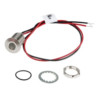 RS PRO Blue Panel Mount Indicator 21.6V DC, 26.4V DC, 20mA, Lead Wire Termination, IP67, Flush Bezel 139-3377