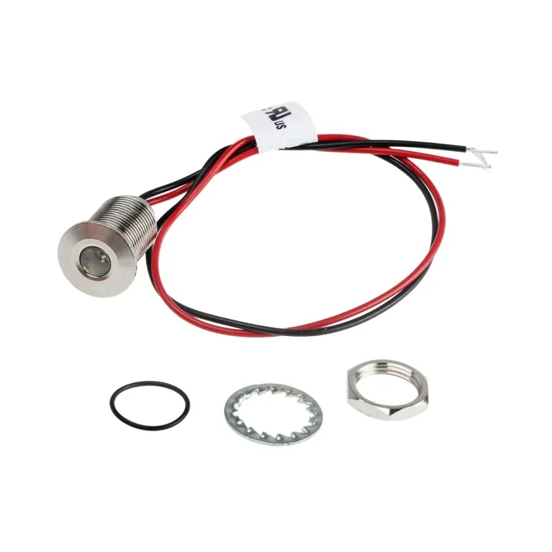RS PRO Blue Panel Mount Indicator 21.6V DC, 26.4V DC, 20mA, Lead Wire Termination, IP67, Flush Bezel 139-3377