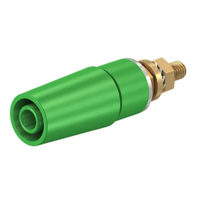 Staubli Green Female Banana Socket 4 mm Connector Bolt Termination 600V 32A Gold Plating 23.3050-25