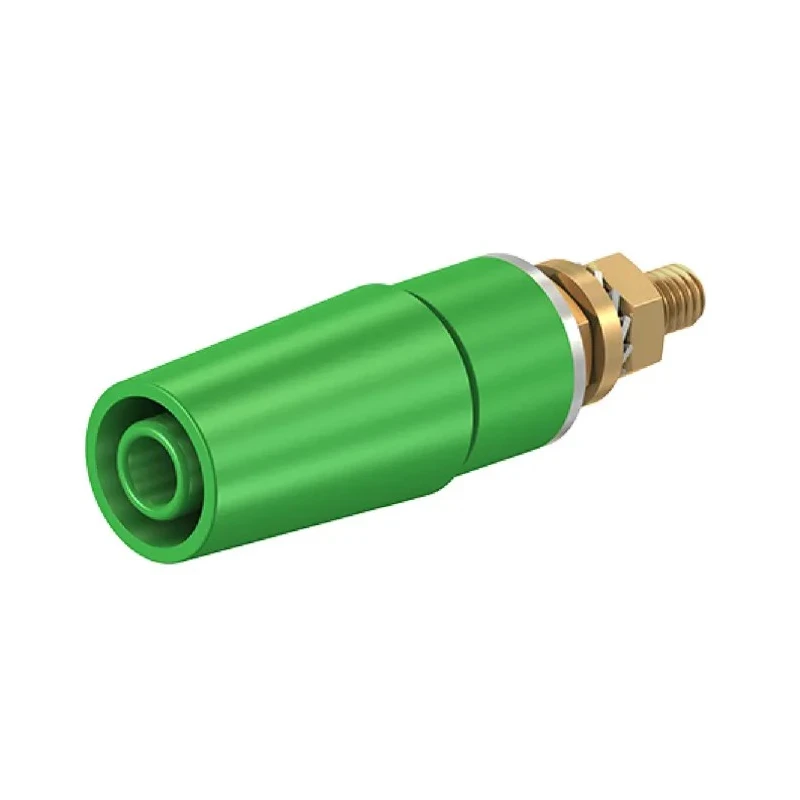 Staubli Green Female Banana Socket 4 mm Connector Bolt Termination 600V 32A Gold Plating 23.3050-25