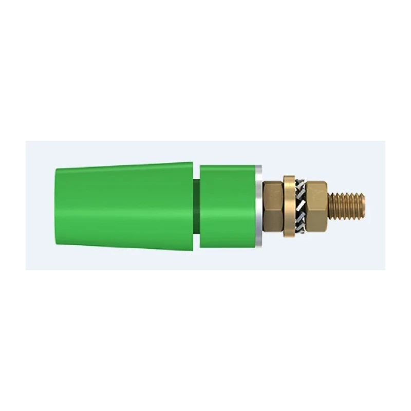 Staubli Green Female Banana Socket 4 mm Connector Bolt Termination 600V 32A Gold Plating 23.3050-25