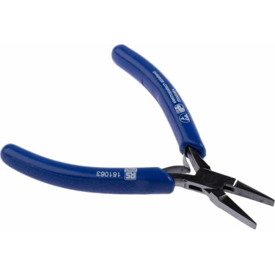 RS PRO Flat Nose Plier Smooth, 120mm Overall, ESD Safe Steel, Box Joint, German Manufacture 161-063