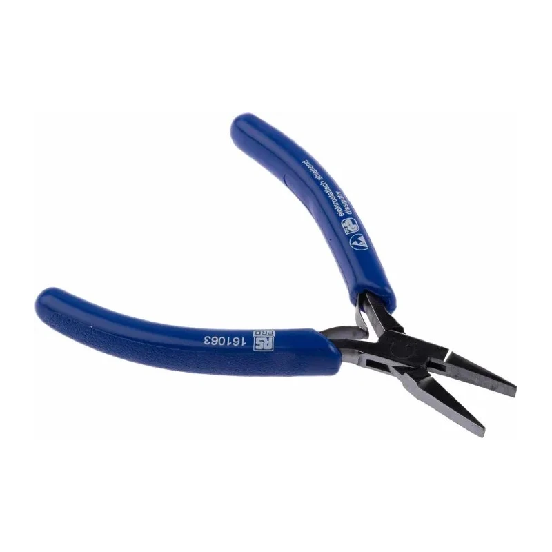 RS PRO Flat Nose Plier Smooth, 120mm Overall, ESD Safe Steel, Box Joint, German Manufacture 161-063