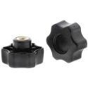 RS PRO Black Thermoplastic Multiple Lobes Clamping Knob, Threaded Hole, 28 mm Diameter, 8 mm Thread Length 161-076