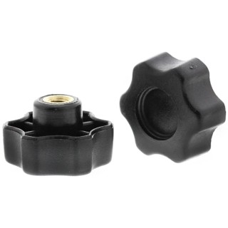 RS PRO Black Thermoplastic Multiple Lobes Clamping Knob, Threaded Hole, 28 mm Diameter, 8 mm Thread Length 161-076