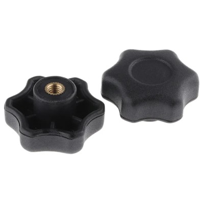 RS PRO Black Thermoplastic Multiple Lobes Clamping Knob Threaded Hole 40 mm Diameter, 9 mm Thread Length 161-098