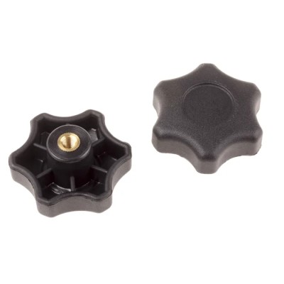 RS PRO Black Thermoplastic Multiple Lobes Clamping Knob Threaded Hole 50 mm Diameter 9mm Thread Length 161-105