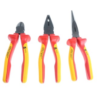RS PRO 3-Piece Steel VDE Plier Set Combination Pliers, Cutters, Long Nose Pliers 161-158