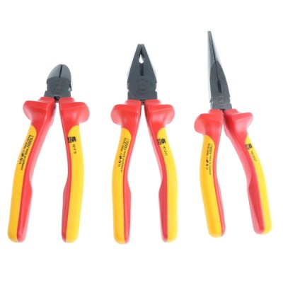 RS PRO 3-Piece Steel VDE Plier Set Combination Pliers, Cutters, Long Nose Pliers 161-158