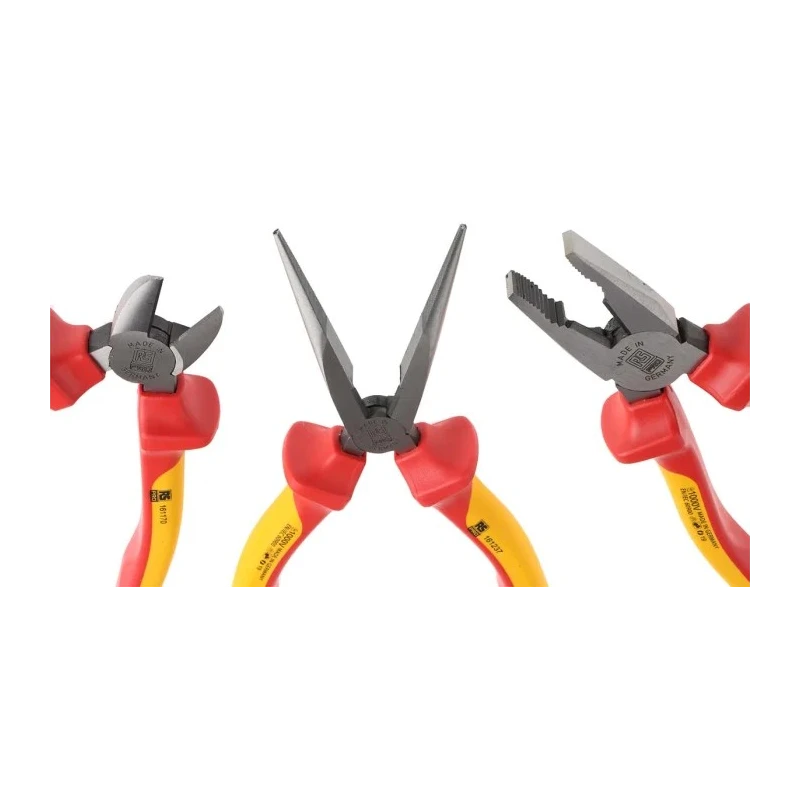 RS PRO 3-Piece Steel VDE Plier Set Combination Pliers, Cutters, Long Nose Pliers 161-158