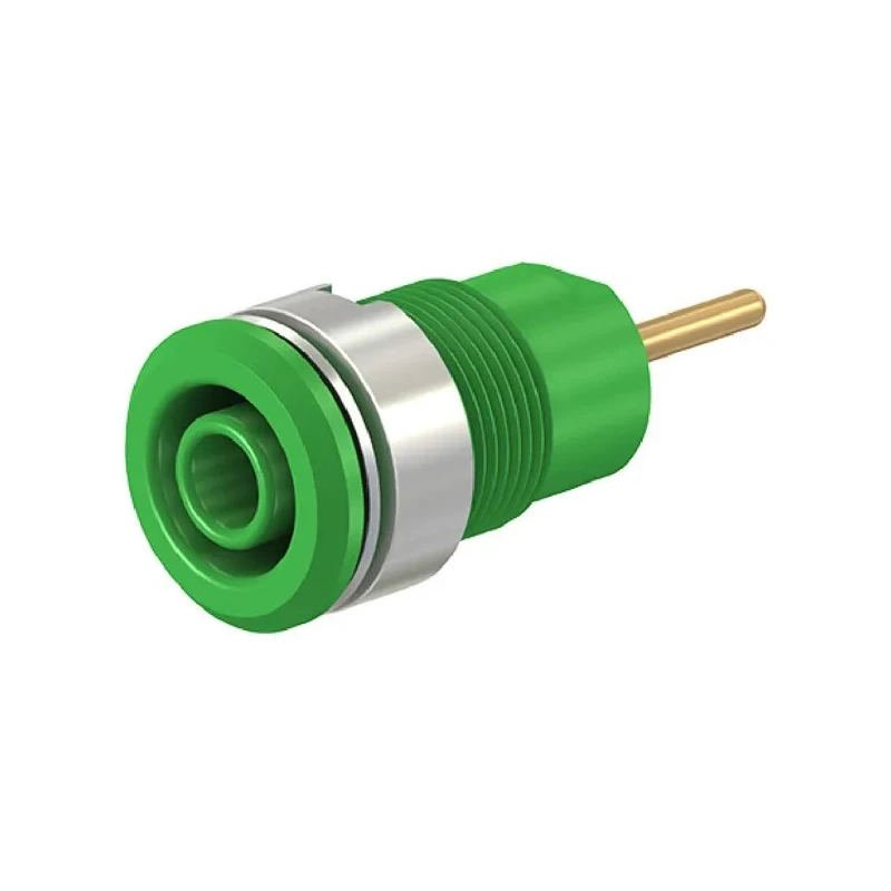 Staubli Green Female Banana Socket 4 mm Connector, Screw Termination, 1kV, 24A, Gold Plating 23.3010-25