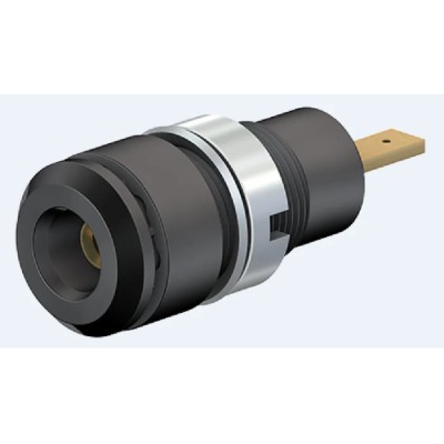 Staubli Black Female Banana Socket 2 mm Connector Tab Termination 600V 10A Gold Plating 65.9098-21