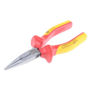 RS PRO Insulated 1-Piece Long Nose Plier Smooth 160mm Comfort Grip Chrome Steel VDE/1000V Approved 161-215