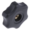 RS PRO Black Thermoplastic Multiple Lobes Clamping Knob Threaded Through Hole 40 mm Diameter 161-212