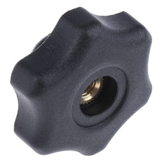 RS PRO Black Thermoplastic Multiple Lobes Clamping Knob Threaded Through Hole 40 mm Diameter 161-212