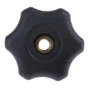 RS PRO Black Thermoplastic Multiple Lobes Clamping Knob Threaded Through Hole 40 mm Diameter 161-212