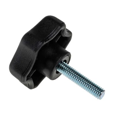 RS PRO Black Polyamide 6 Multiple Lobes Clamping Knob, Threaded Stud, 40 mm Diameter, 25 mm Thread Length 161-155