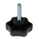 RS PRO Black Polyamide 6 Multiple Lobes Clamping Knob, Threaded Stud, 40 mm Diameter, 25 mm Thread Length 161-155