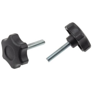 RS PRO Black Thermoplastic Multiple Lobes Clamping Knob with Threaded Stud 50 mm Diameter, 40 mm Thread Length 161-183