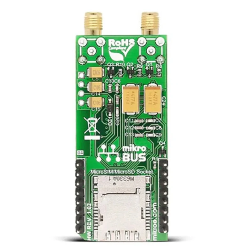 MikroElektronika GSM/GNSS 2 Click SIM868 GLONASS, GPS Mobile Communication MikroBus Click Board 1.9 GHz MIKROE-2440