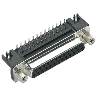 HARTING D-Sub 9 Way Right Angle Through Hole Connector with 4 to 40 UNC Screw Lock Female Contacts 6.5A 09681535613