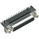 HARTING D-Sub 25 Way Right Angle Through Hole D-Sub Connector with 4 to 40 UNC Screw Lock Female 09683535613