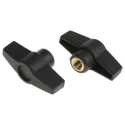 RS PRO Black Polyamide 6 Wing Clamping Knob, Threaded Hole, 50 mm Diameter, 12 mm Thread Length 161-470