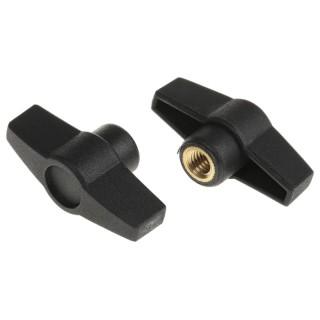 RS PRO Black Polyamide 6 Wing Clamping Knob, Threaded Hole, 50 mm Diameter, 12 mm Thread Length 161-470
