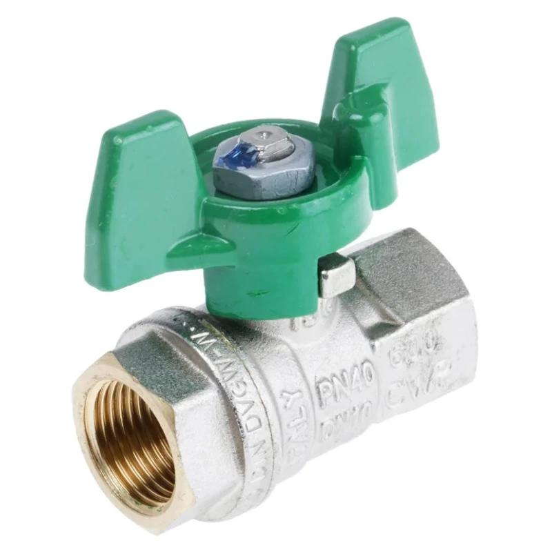 RS PRO Brass Threaded Ball Valve BSPP 1/4 to 2 in Inlet, 3/8 in Outlet, Steel Handle, Model 141-7722