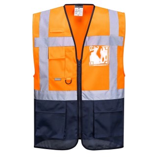 Portwest Orange Zipper Hi Vis Vest Polyester Size S 2 Reflective Bands 141-8177