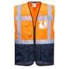 Portwest Orange Zipper Hi Vis Vest Polyester Unisex Medium Size with 2 Reflective Bands 141-8178
