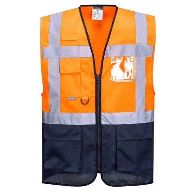 Portwest Orange Zipper Hi Vis Vest Polyester Unisex Size L ANSI/ISEA 107 TYPE O CLASS 1 EN ISO 20471 Class 1 141-8179