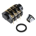 RS PRO 6.35 mm Panel Mount Female Stereo Jack Connector 3 Way Gold Plated Contact Silver Alloy 5A Solder Termination 143-8935