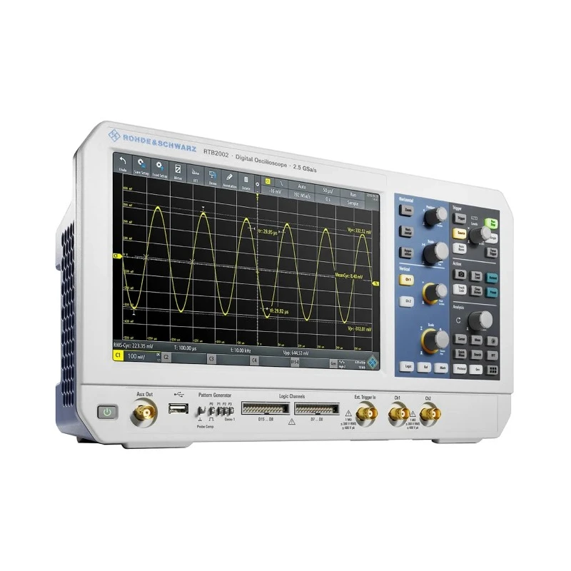 Rohde & Schwarz 200 MHz Bench Oscilloscope 2-Channel, 10.1 inch High Resolution Capacitive Touchscreen, 10-bit ADC RTB2000