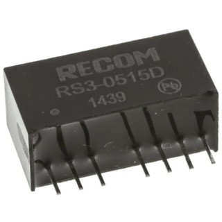 Recom DC/DC Converter 15V, -15V Output, 9V DC Input, 3W Power, Through Hole Mount, +71°C Max Temp RS3-0515D